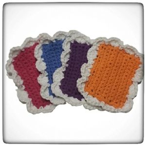 Fancy Multicolor Handmade Cotton Sponges-Set of 4